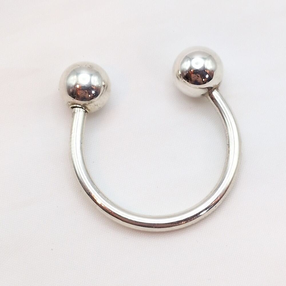 Vintage Sterling Silver 925 Twist Screw Ball Horseshoe Style Keyring Key Chain